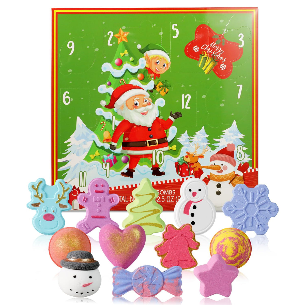Spa Luxetique Advent Calendar with 12 bath bombs in festive box for daily surprises