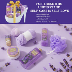 Spa Luxetique lavender bubble bath for a soothing soak.