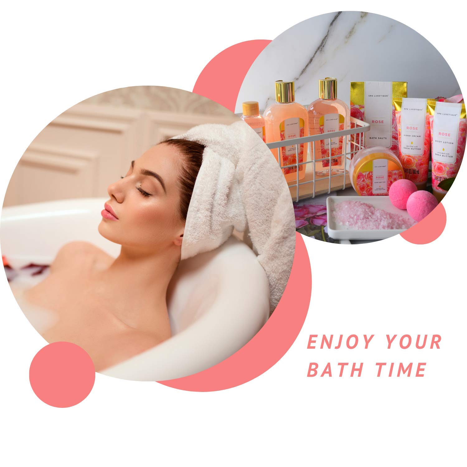 Spa Luxetique rose gift set bath ball for a rose-scented bath experience