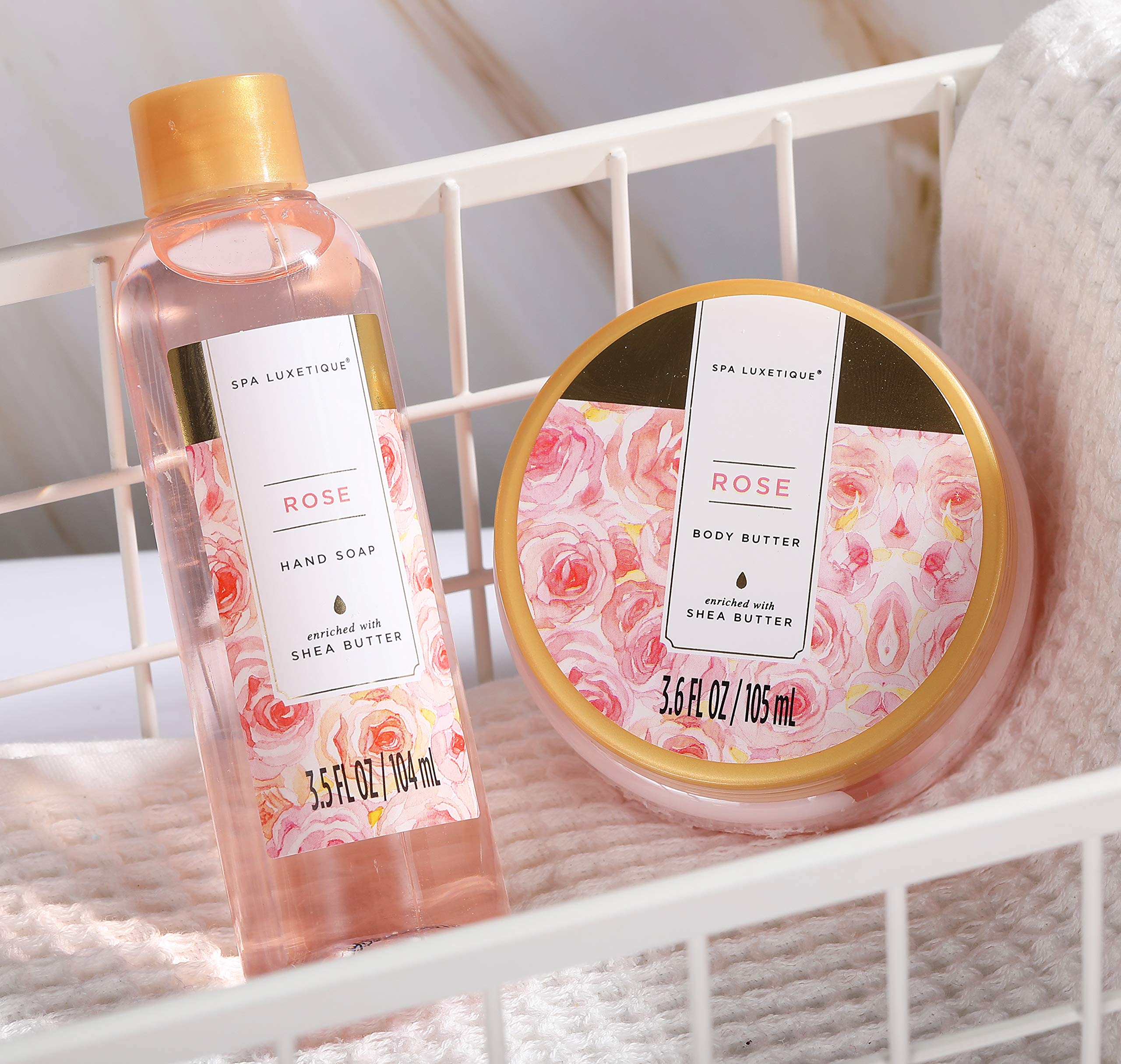 Spa Luxetique rose gift set bubble bath for creamy foam and fragrance
