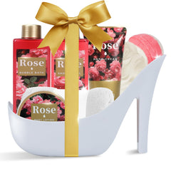 Spa Luxetique World high heel bath set with romantic gift design.