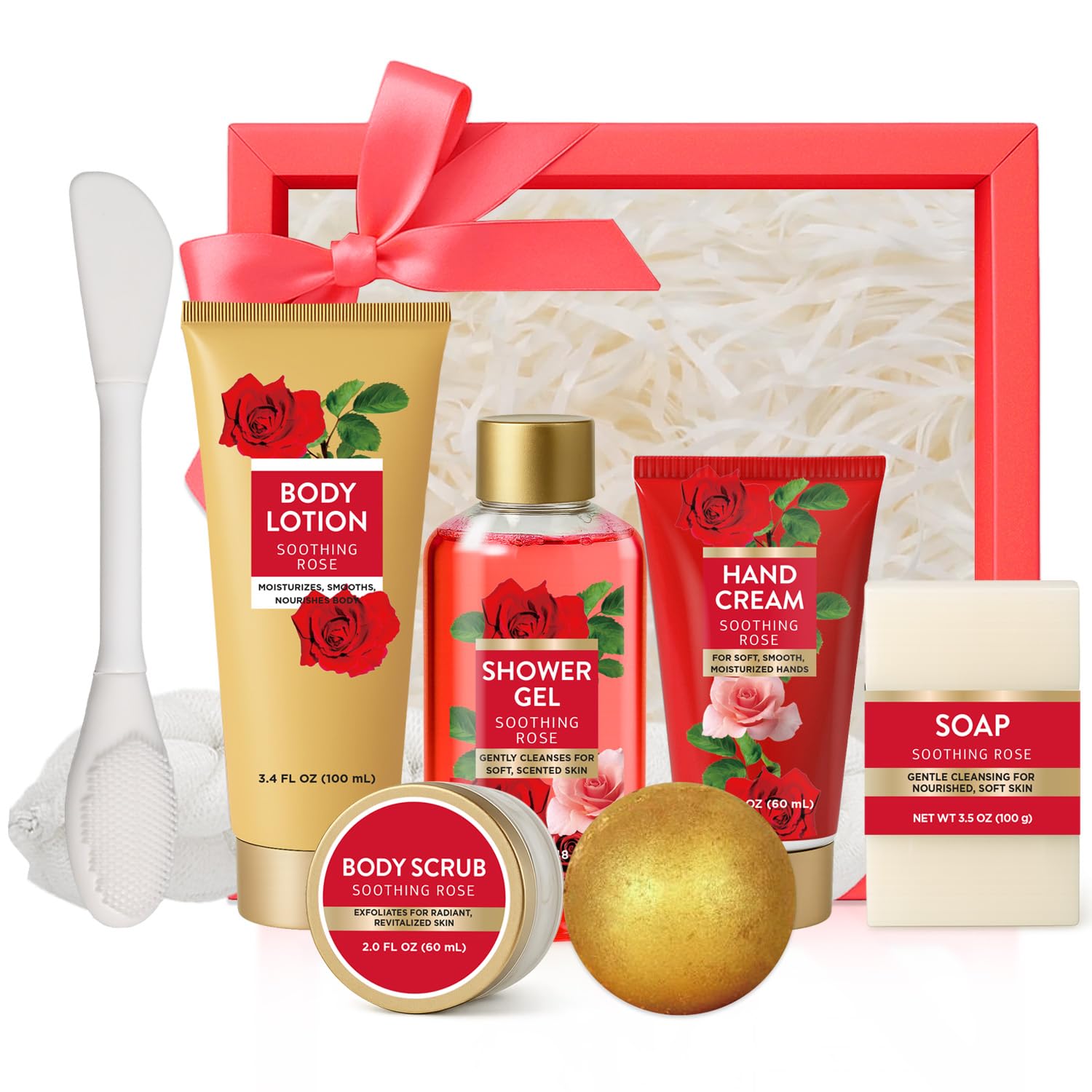 Spa Luxetique World rose gift set packaging presents an elegant gifting option.