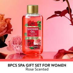 Spa Luxetique World rose gift set unboxing highlights premium spa packaging.