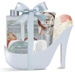 Spa Luxetique World valentines gift set box open, showcasing tropical spa pampering.