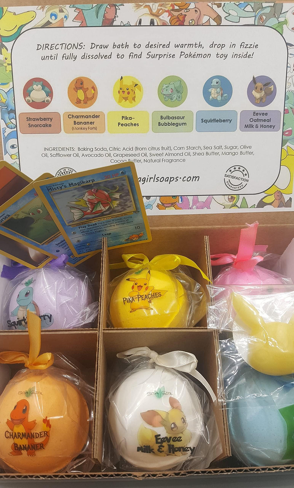 Spa Pure six-count pack bath bombs with hidden toy for shared fun.