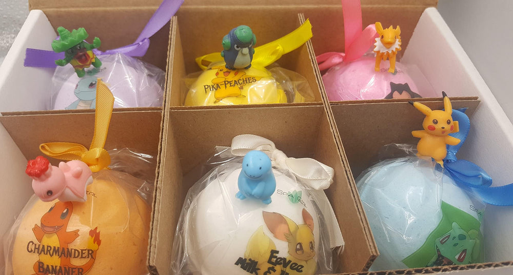 Spa Pure six-count pack features six bath bombs with a hidden toy.