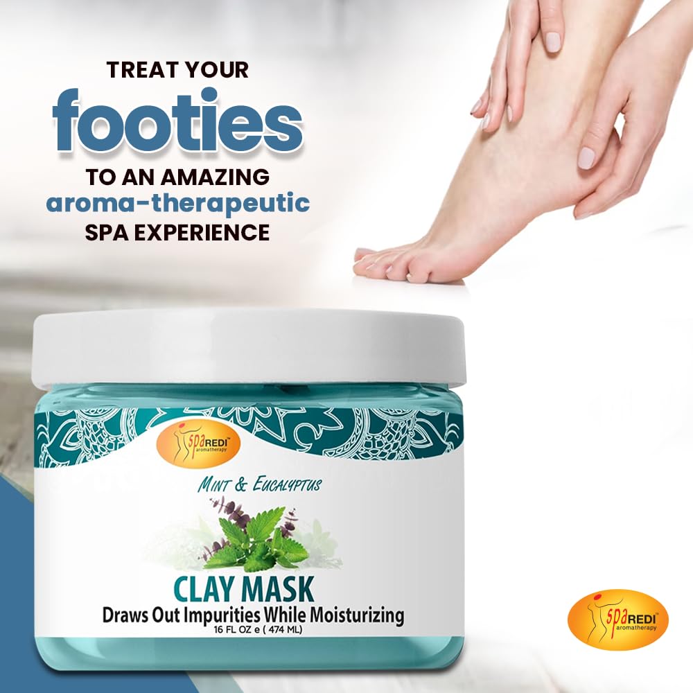 SPA REDI clay mask with mint-eucalyptus aroma for a soothing atmosphere.