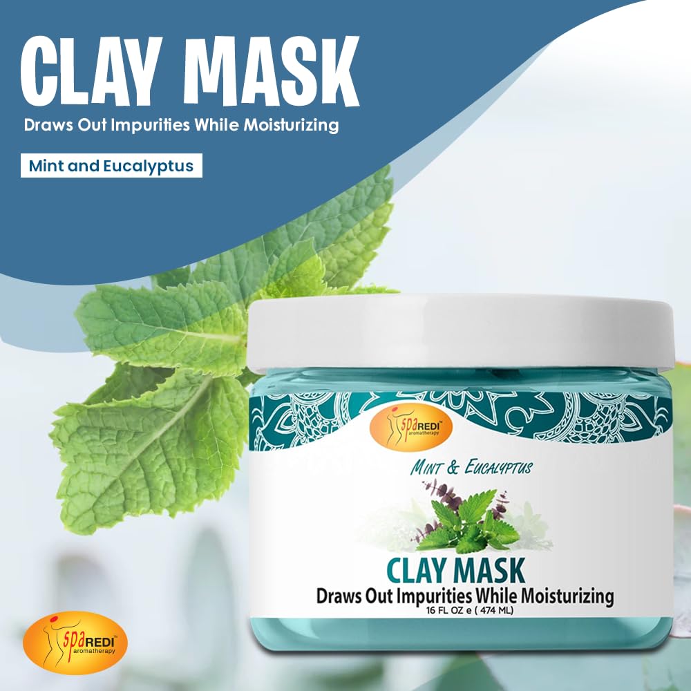 SPA REDI clay mask purifying pores for refreshed feet and skin.
