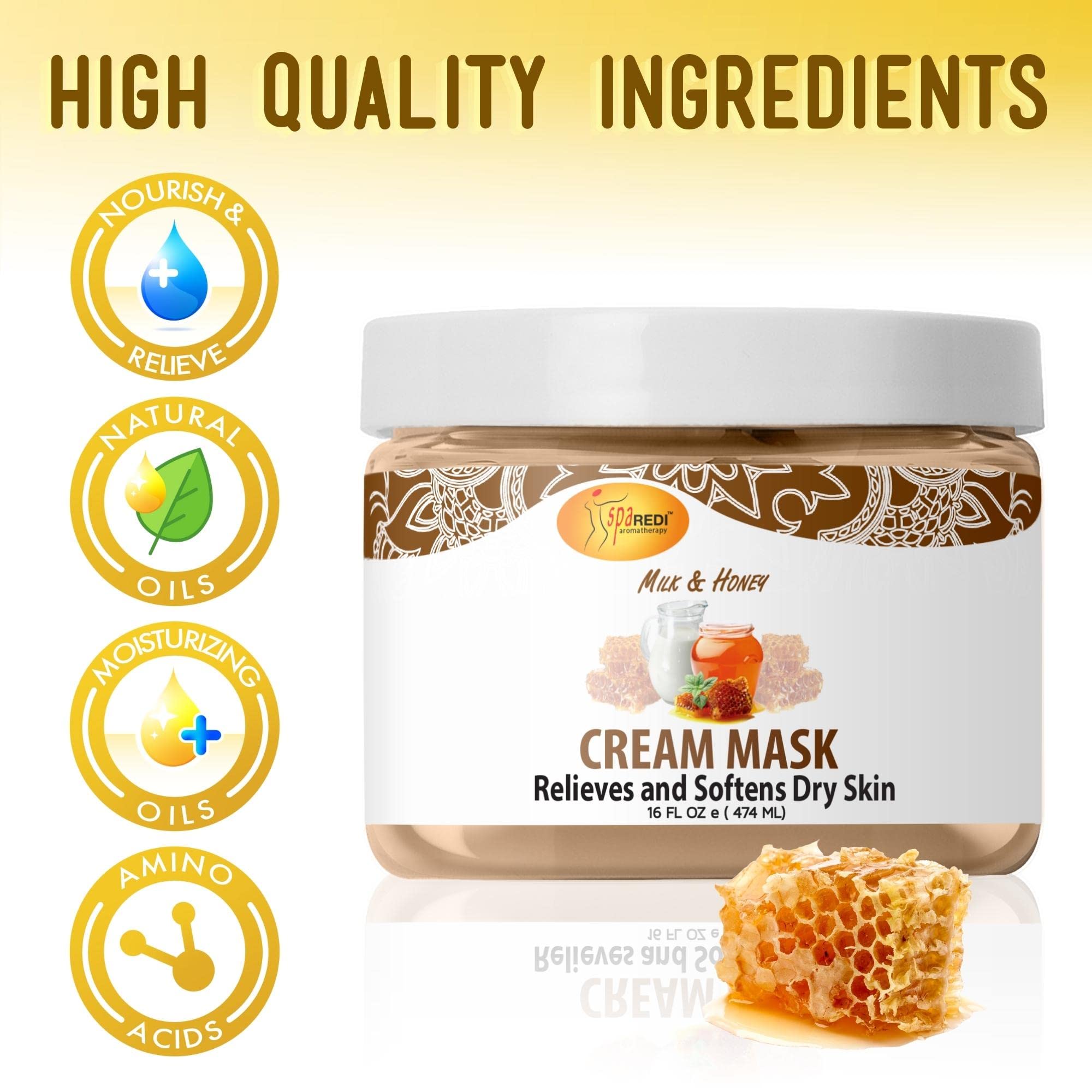 SPA REDI mask enriched with panthenol and comfrey extract for conditioning.