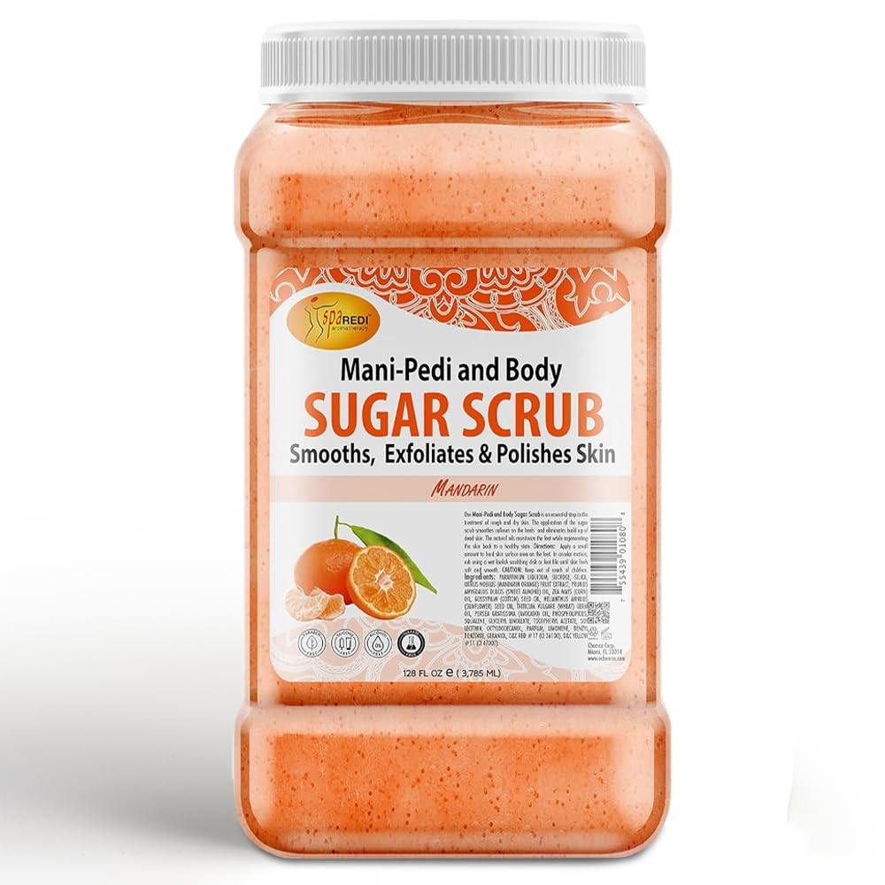 SPA REDI Mandarin sugar scrub bottle for exfoliation and hydration