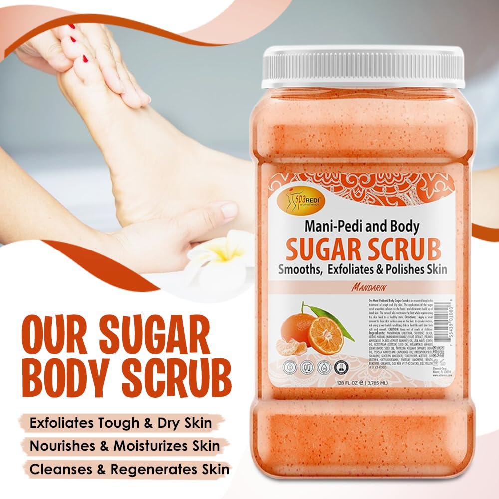 SPA REDI Mandarin body scrub supports moisturized, glowing skin