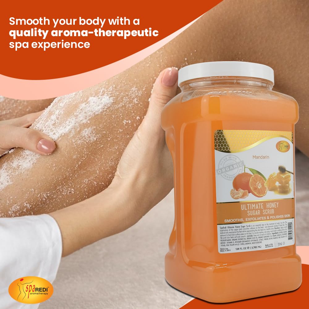 SPA REDI Mandarin Honey ingredients emphasize nourishing oil blend for moisturized skin.
