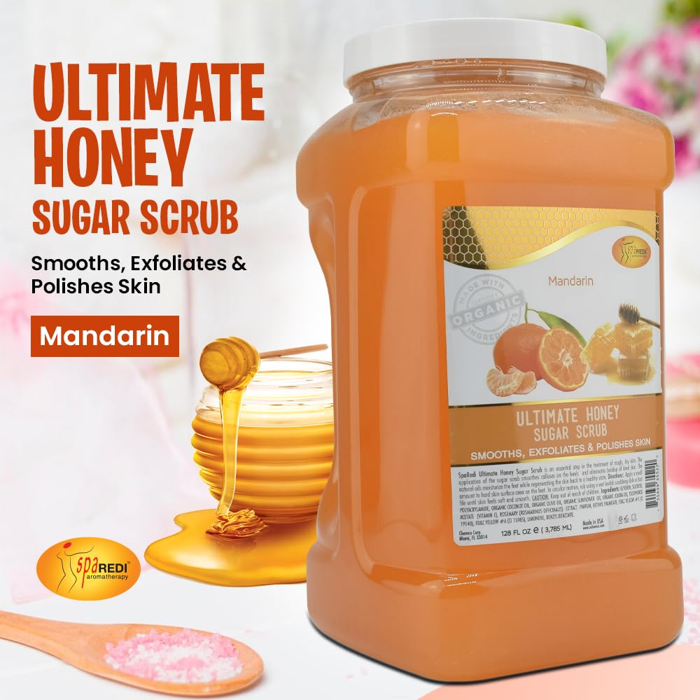 SPA REDI Sugar Scrub texture close-up highlights sugar crystals for gentle polish.