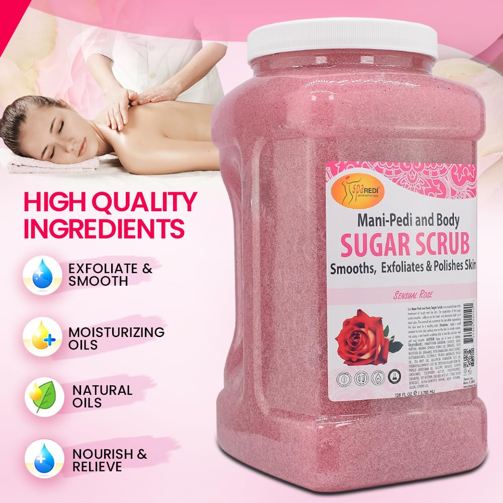 Rose petals and label highlight rose-scented experience.