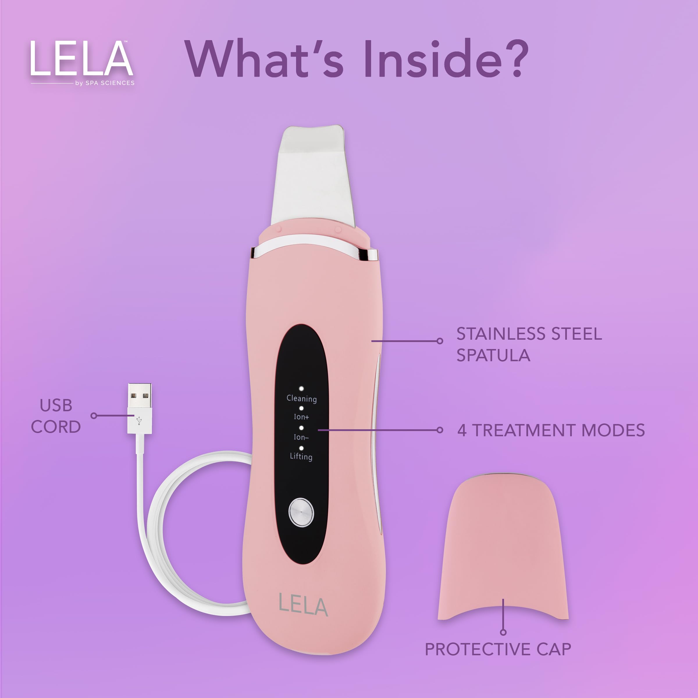 Spa Sciences LELA pore extraction mode minimizes pores for a brighter complexion.