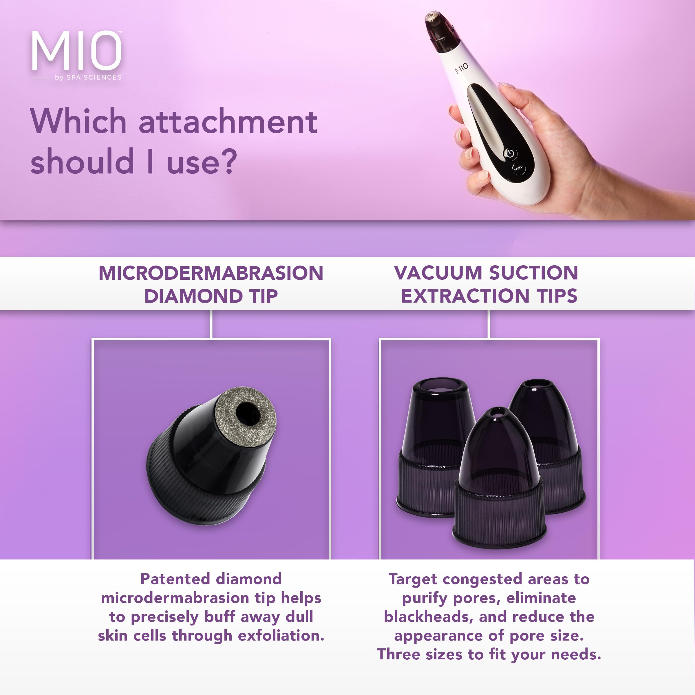Spa Sciences MIO ergonomic handle enhances comfortable at-home use.