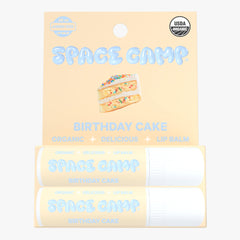 Space Camp Wellness Balm Birthday Cake pack tubes close-up highlighting jumbo size
