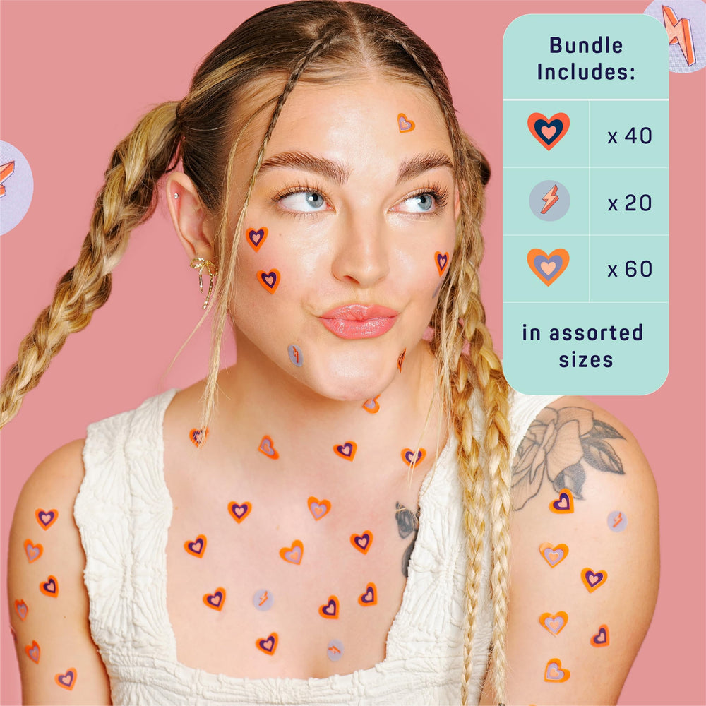 Closeup of SpaLife heart patch design with cute shapes for quick relief