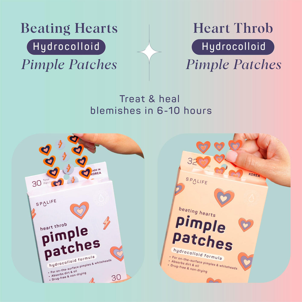 SpaLife heart shaped patches applied on the face for blemish support