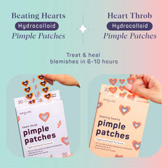 SpaLife heart shaped patches applied on the face for blemish support