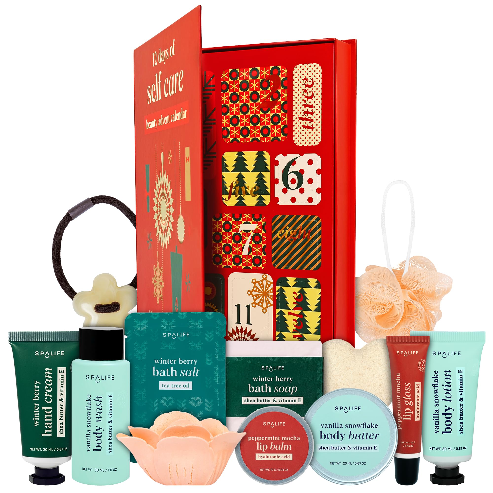 SpaLife holiday Advent calendar packaging, ideal for gifting.