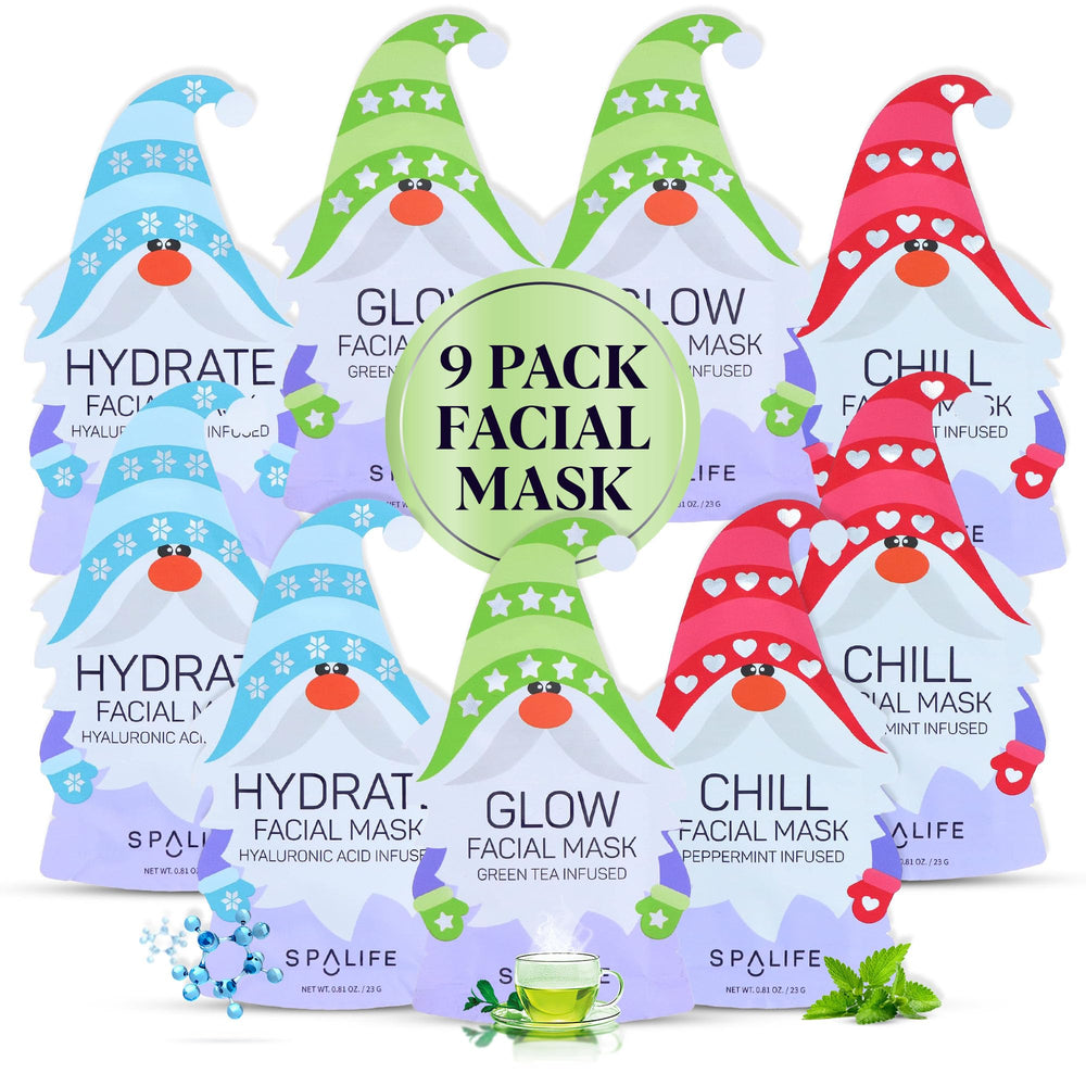 SpaLife Holiday Gnome Mask Pack with festive packaging for gifting.