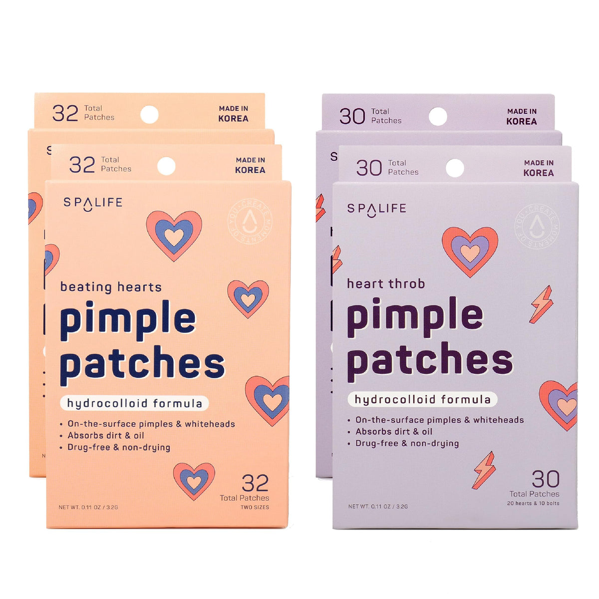 SpaLife hydrocolloid heart patch duo packaging shown for easy overnight care