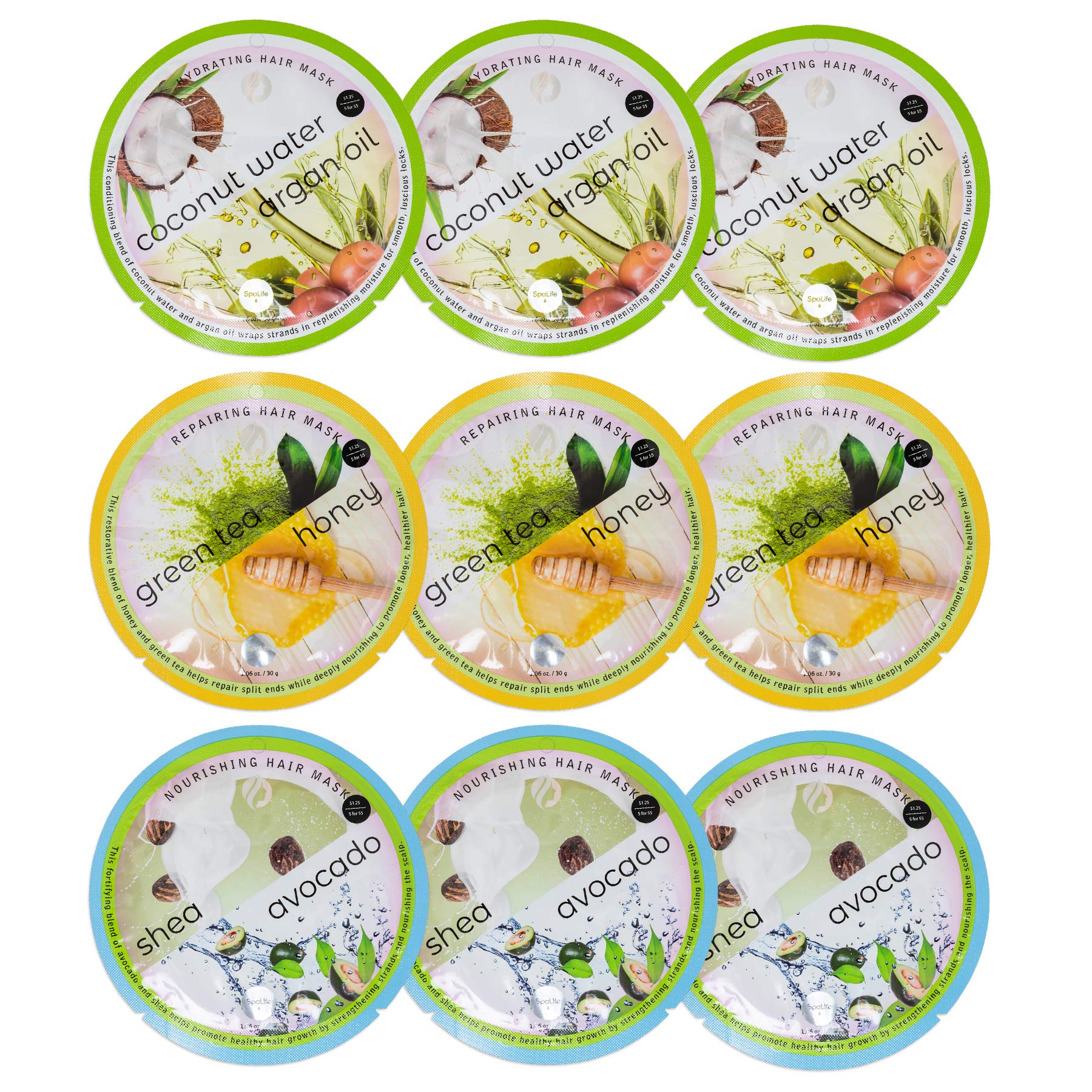SpaLife mask packet with coconut and argan for hydrated hair