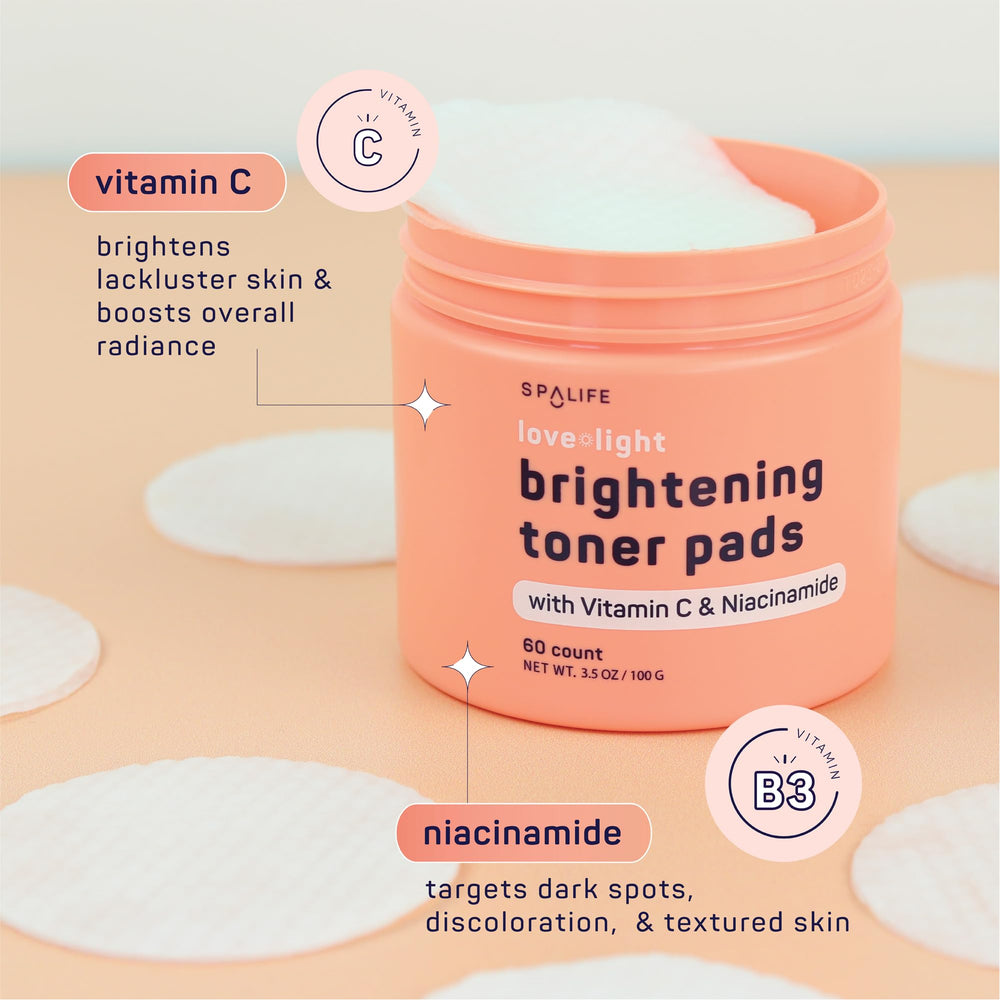 SpaLife Love & Light Toner Pads Face application for refreshing routine.