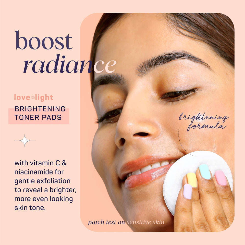 SpaLife Love & Light Toner Pads Niacinamide improve uneven tone and clarity.