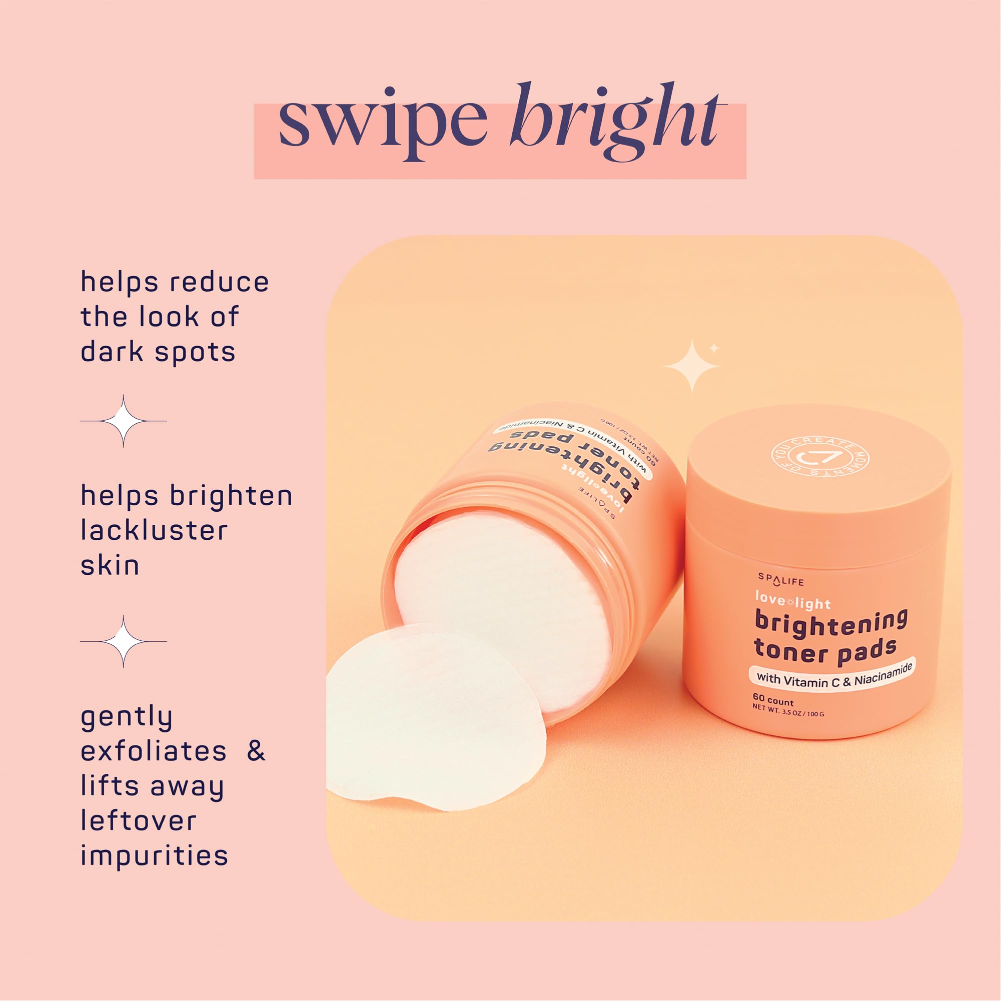 SpaLife Love & Light Toner Pads Packaging design and ready-to-use format.