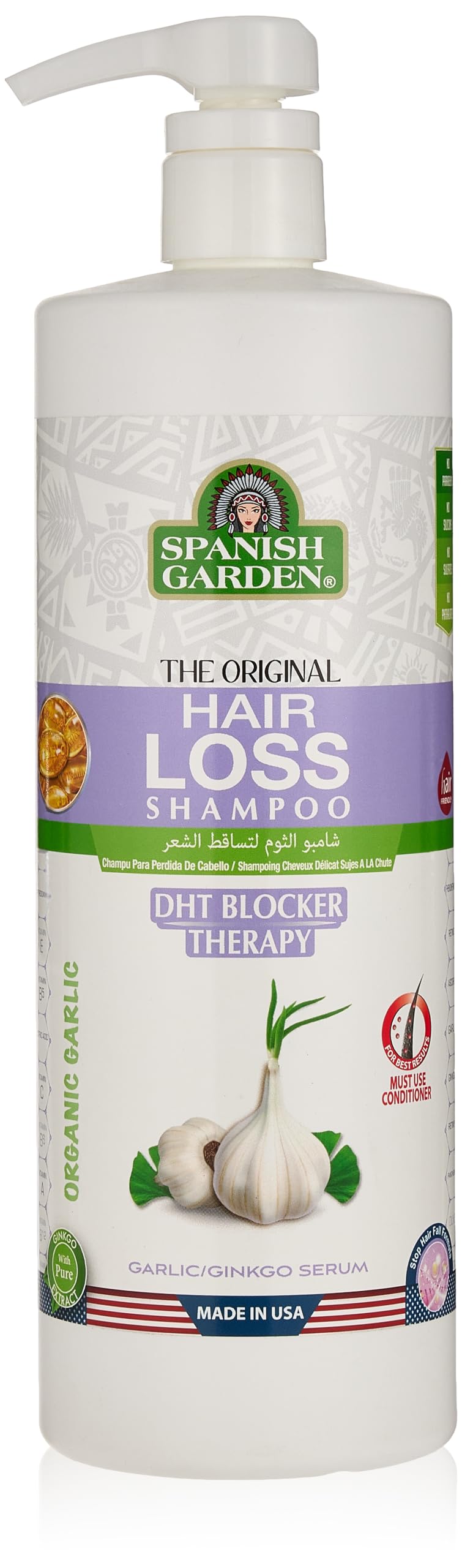Spanish Garden Original Garlic Hair Loss Shampoo bottle for stronger hair