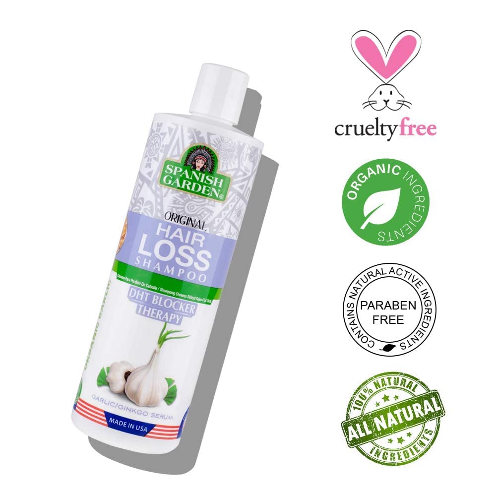 Spanish Garden Shampoo lather and pump image shows easy, thorough cleansing