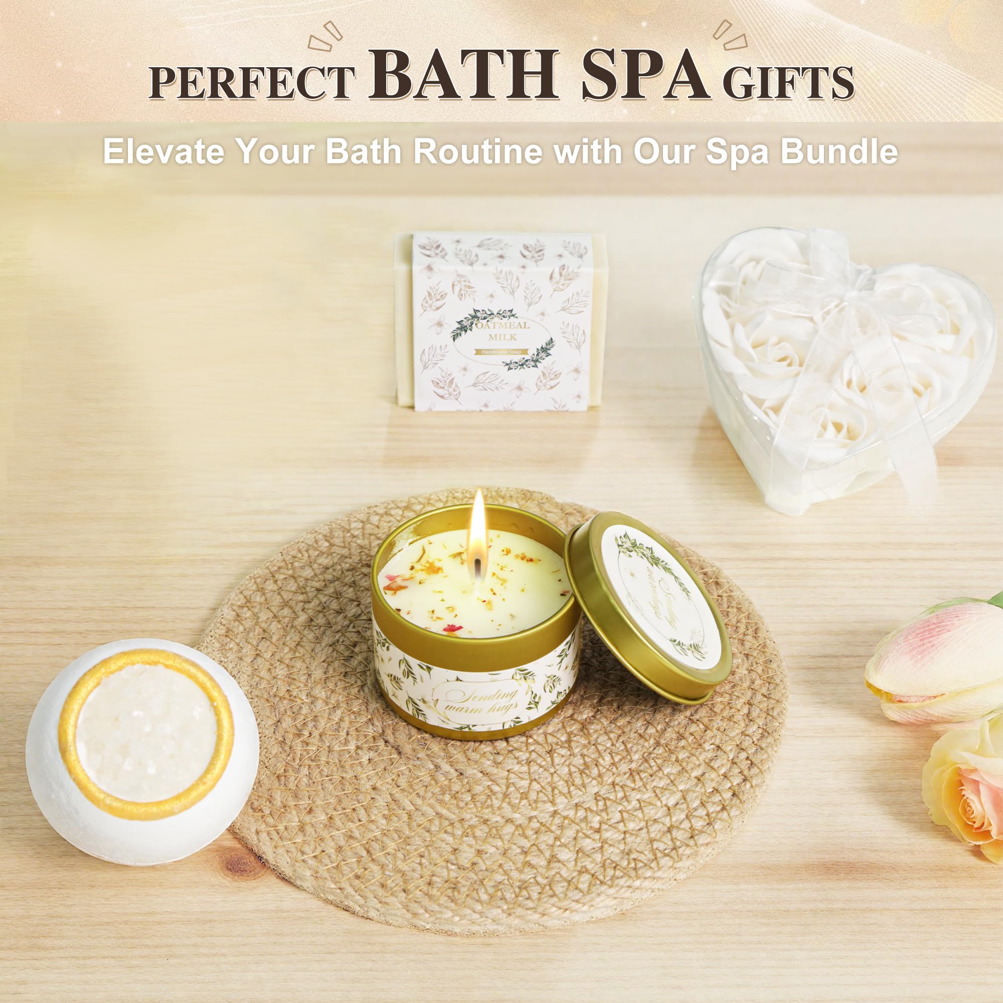 Sparkalyn heart-shaped soap flowers adding decorative charm to a vanity.