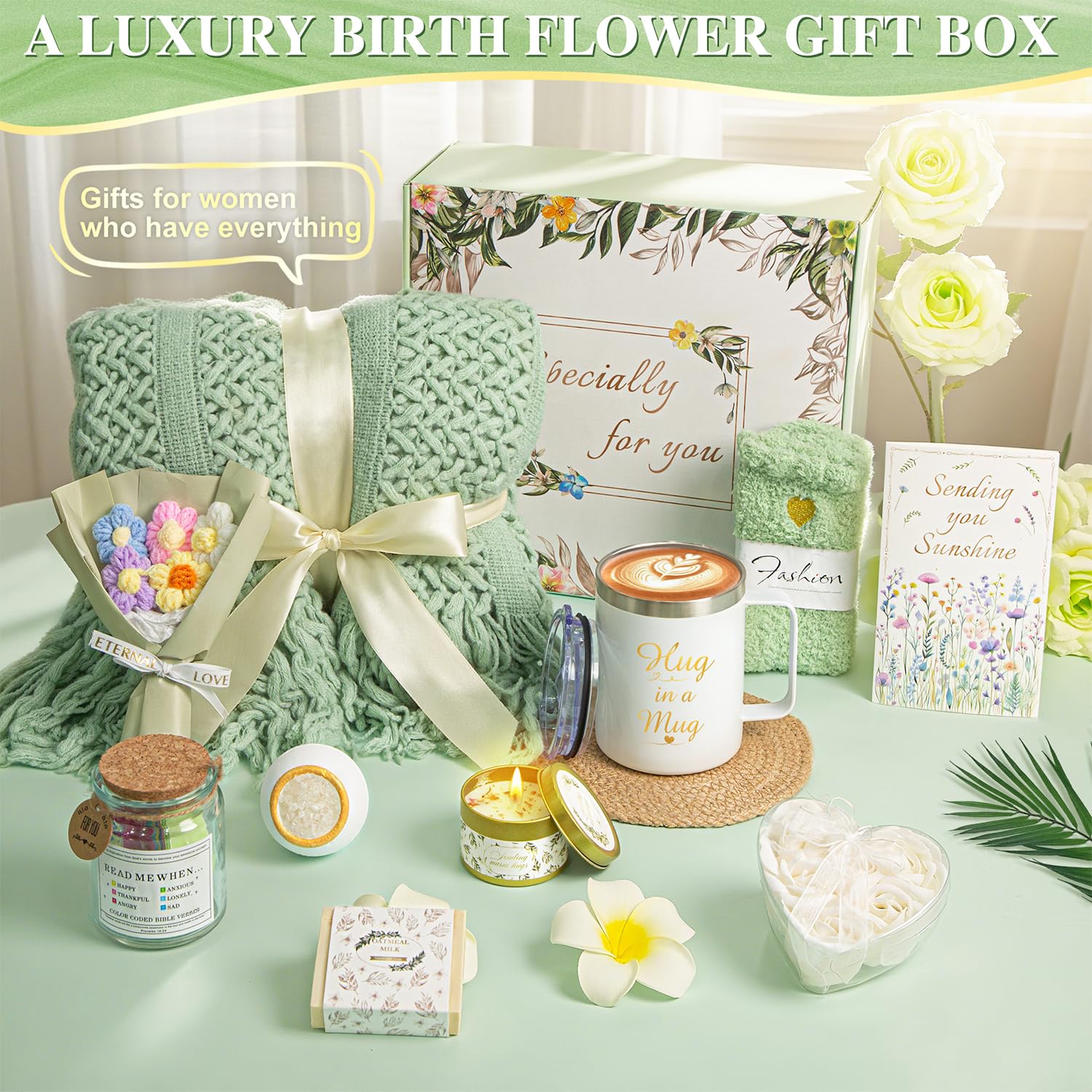 Sparkalyn valentines box crochet flower bouquet symbolizes lasting care.