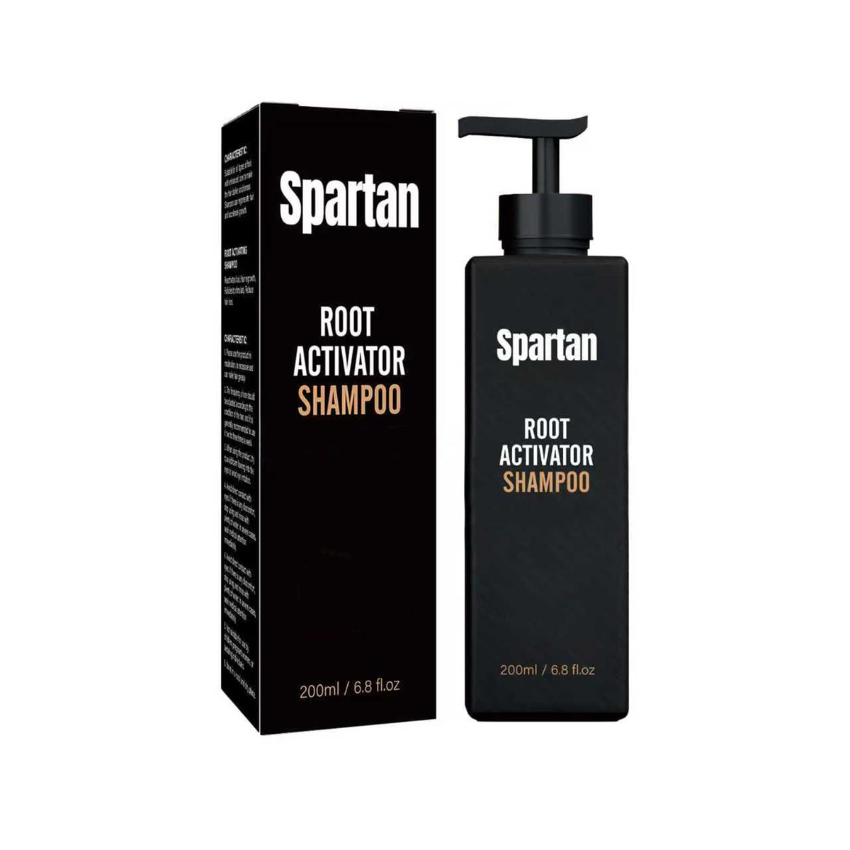 Spartan Root Activator Shampoo bottle highlights a natural formula for vibrant gray hair.