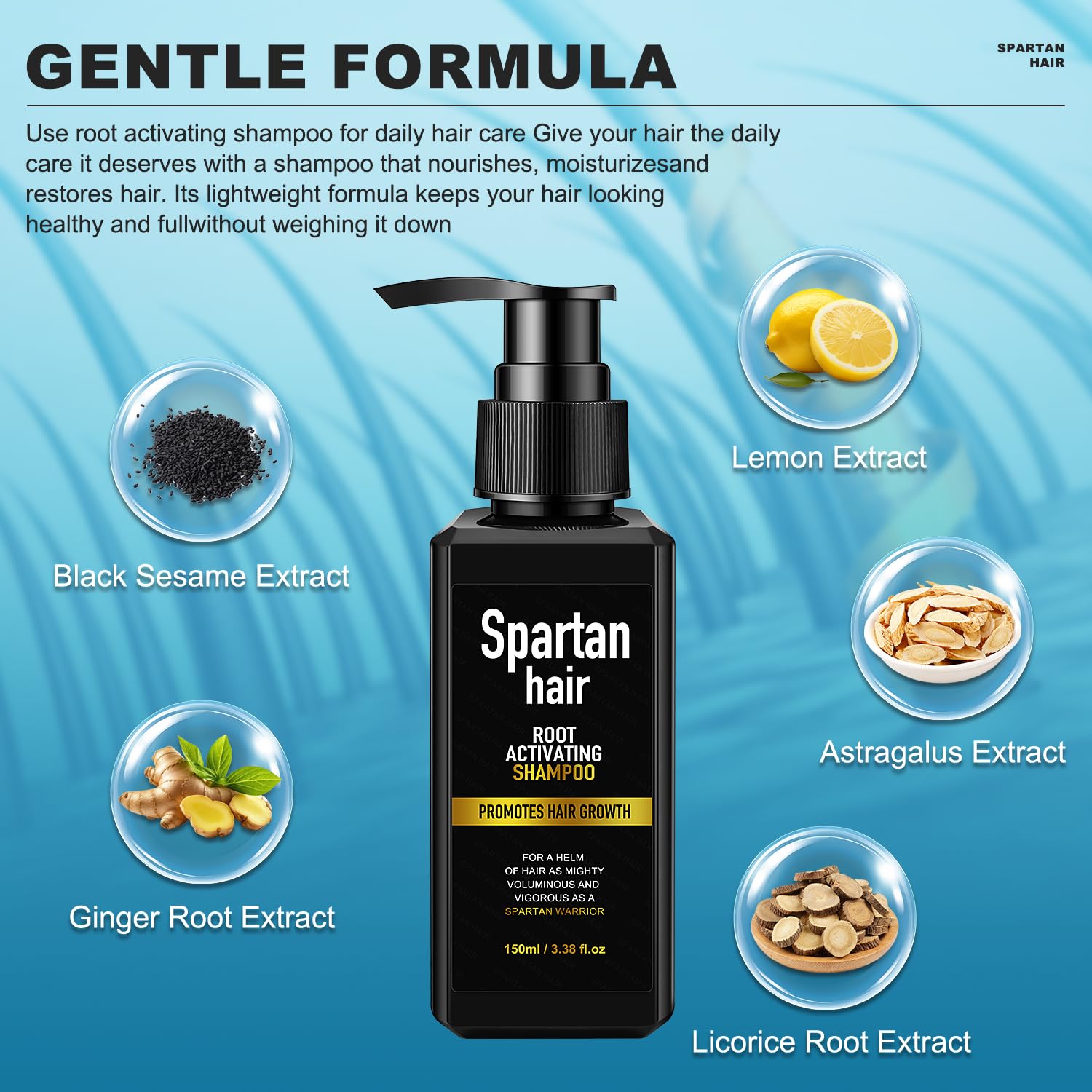 SPARTAN HAIR root nourishment supporting thicker-looking strands.