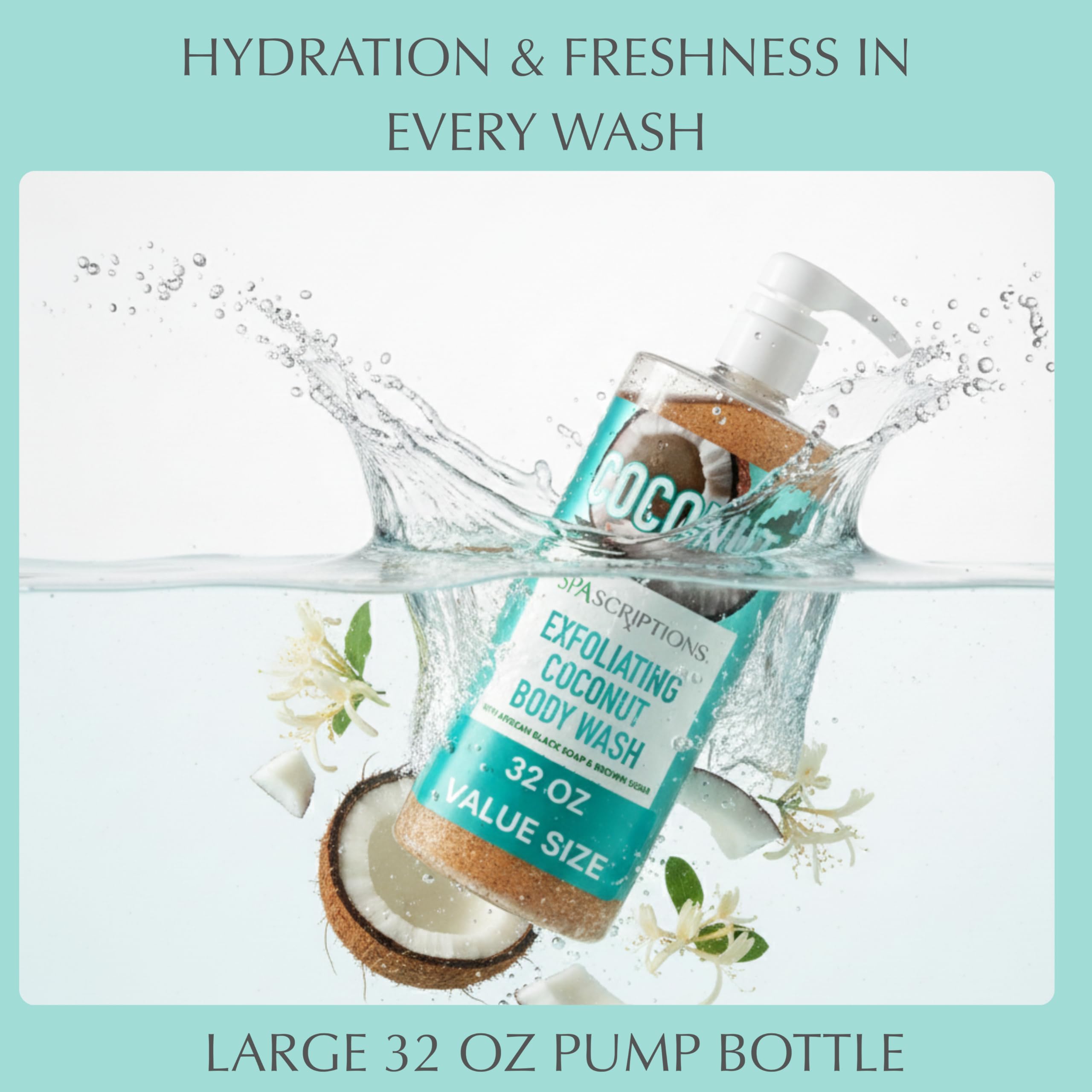 SpaScriptions exfoliating coconut body wash African Black Soap detoxifies gently