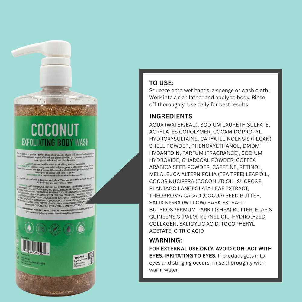 SpaScriptions exfoliating coconut body wash daily use for all skin types