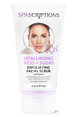 SpaScriptions face exfoliating scrub bottle pour for a refreshing cleanse