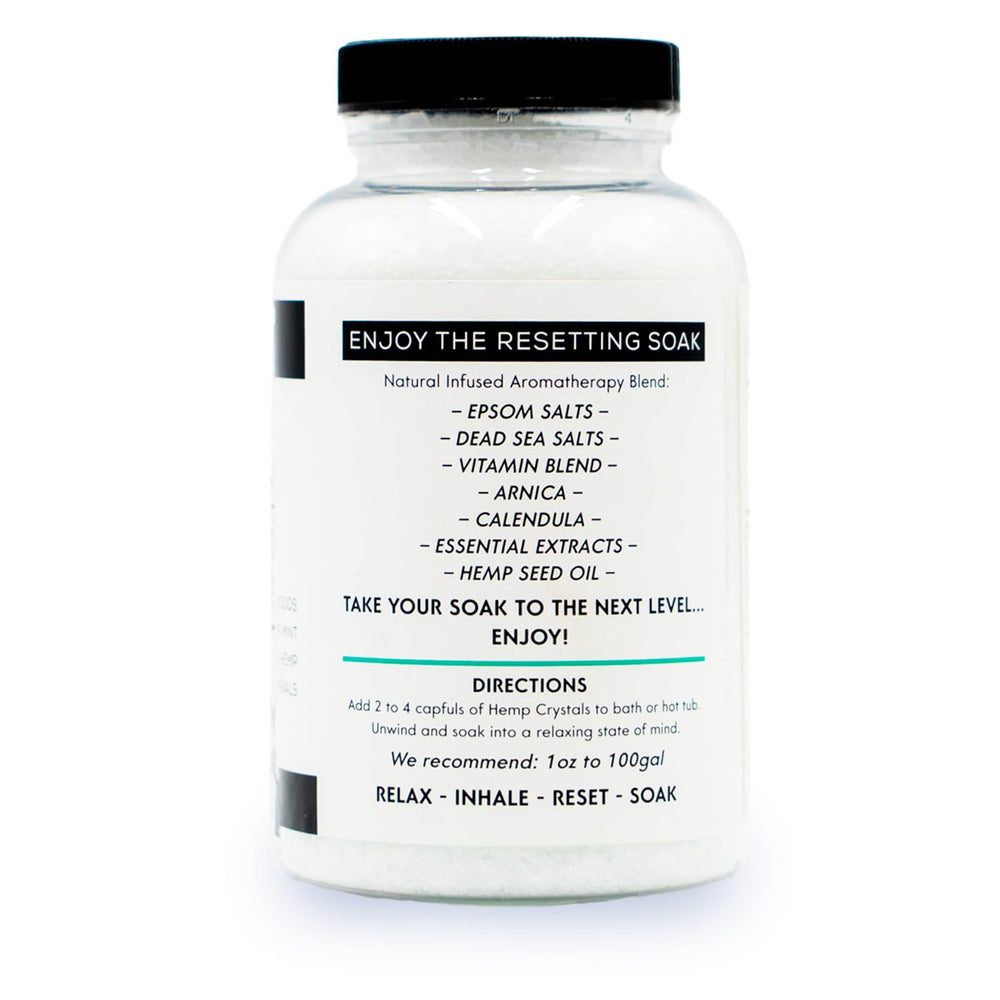 Spazazz 1000mg hemp bath salts for restful immersion and soothing minerals.