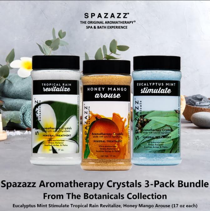 Spazazz Botanicals Collection branding emphasizing premium aromatherapy.