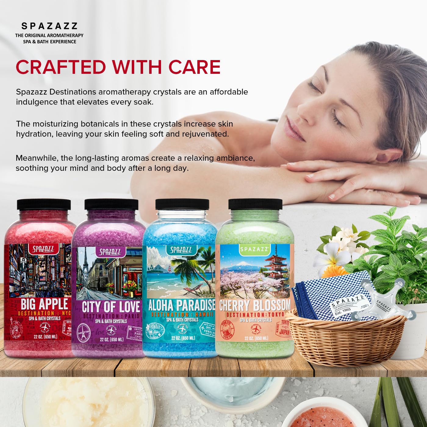 Spazazz Destinations City of Love crystal bottle creates a romantic spa mood.