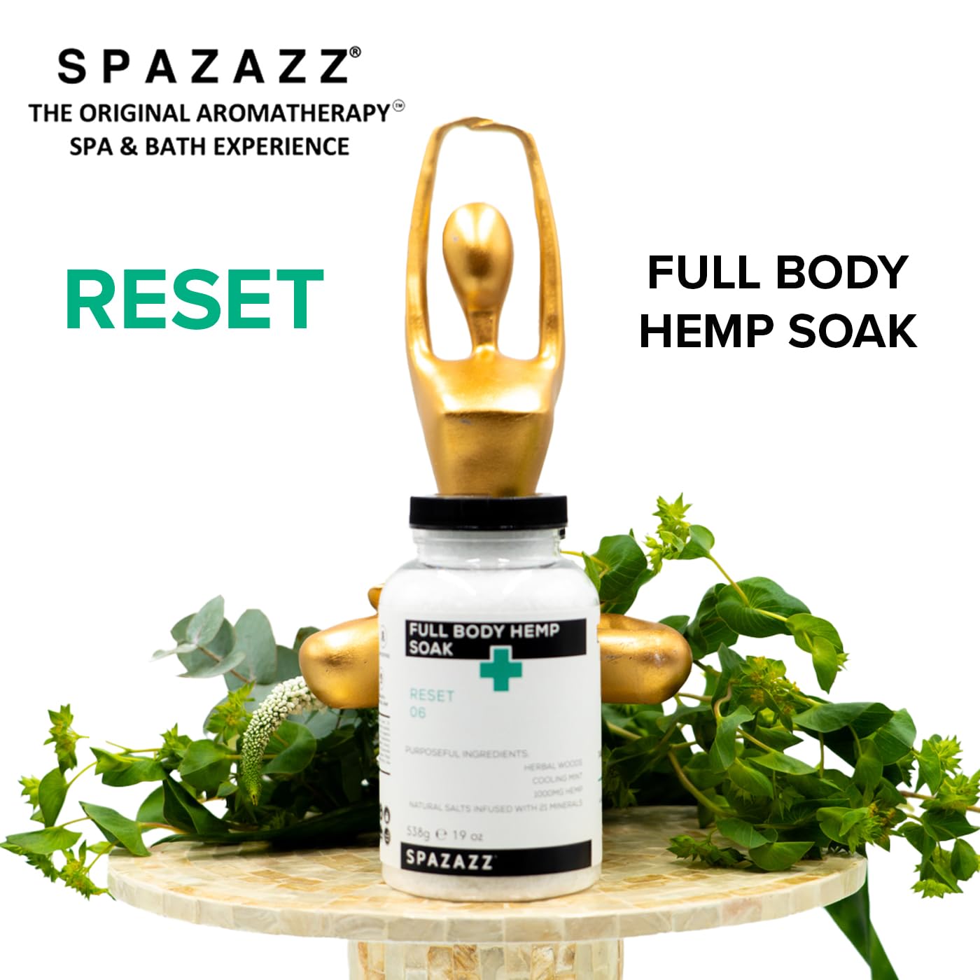 Spazazz epsom and Dead Sea salts deliver mineral-rich relaxation in the tub.