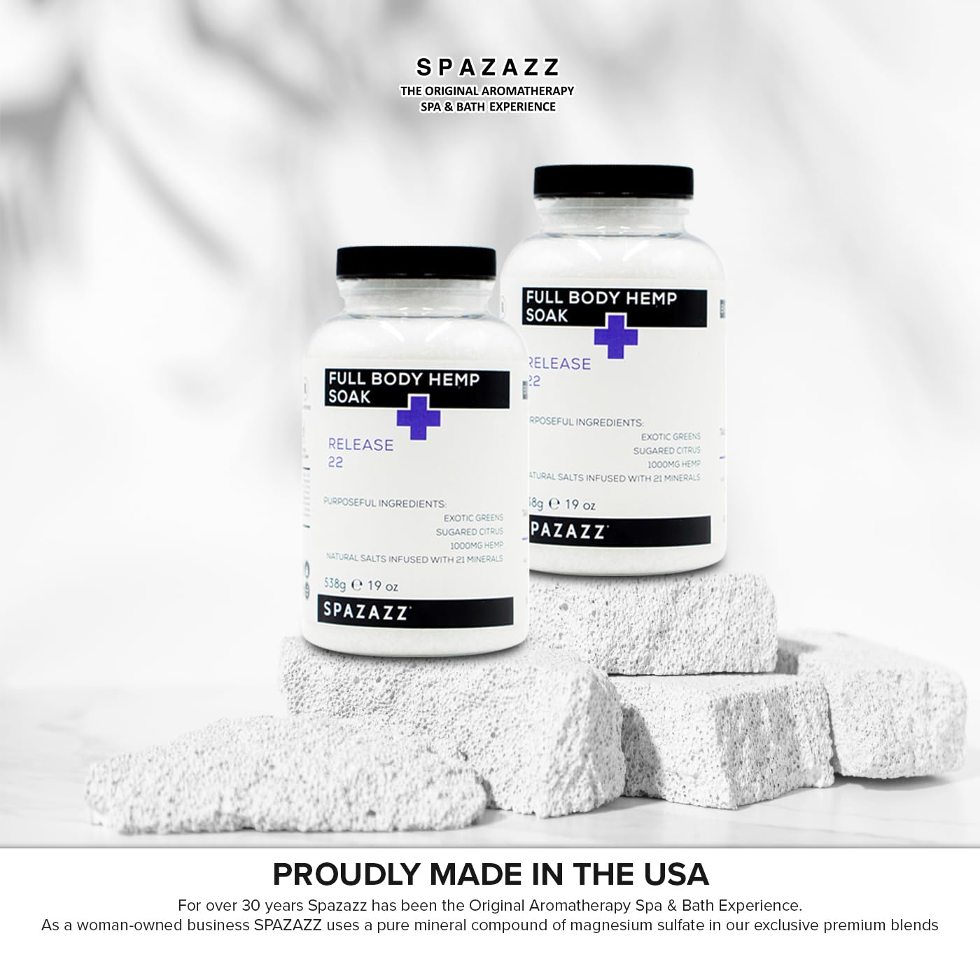 Spazazz Full Body Hemp Soak dosing cap — easy to measure for bath or hot tub.
