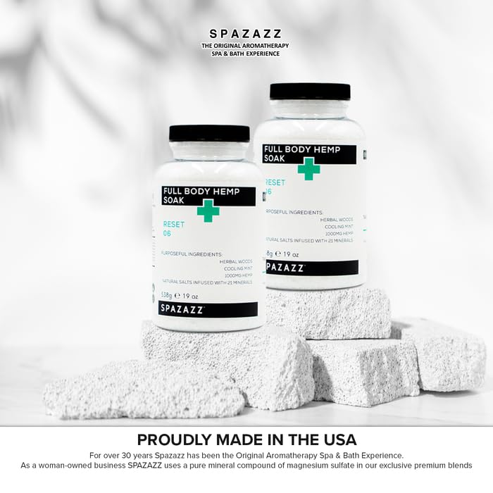 Spazazz hemp seed oil-rich formula to nourish skin while relaxing.