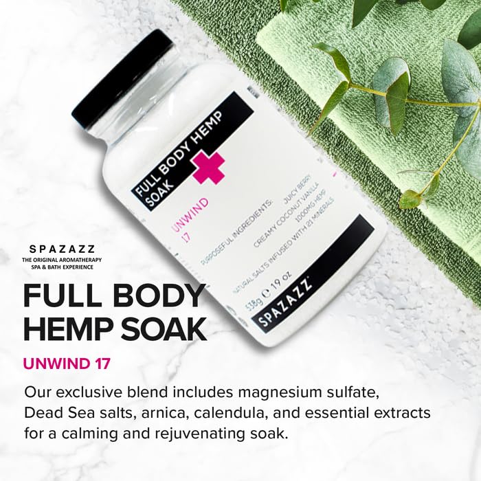 Spazazz mineral salts display suggests a mineral-rich, refreshing bath.