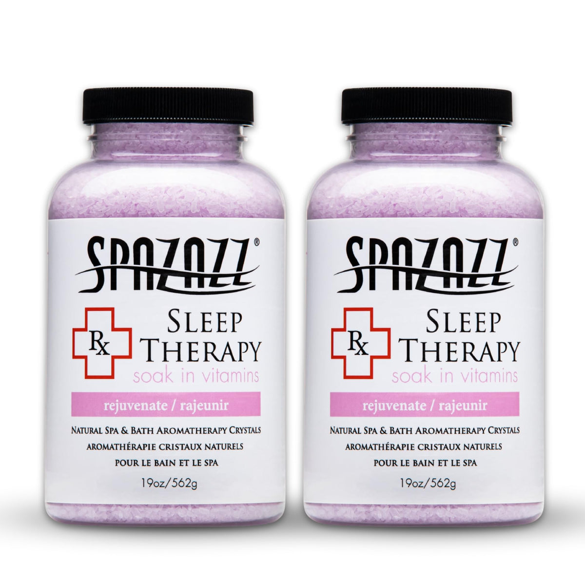 Spazazz RX Sleep Therapy bath salt bottle ready for a soothing soak