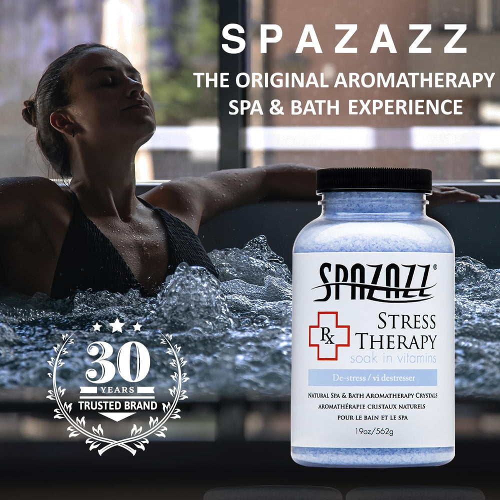 Spazazz Rx aromatherapy crystals with soothing fragrance.