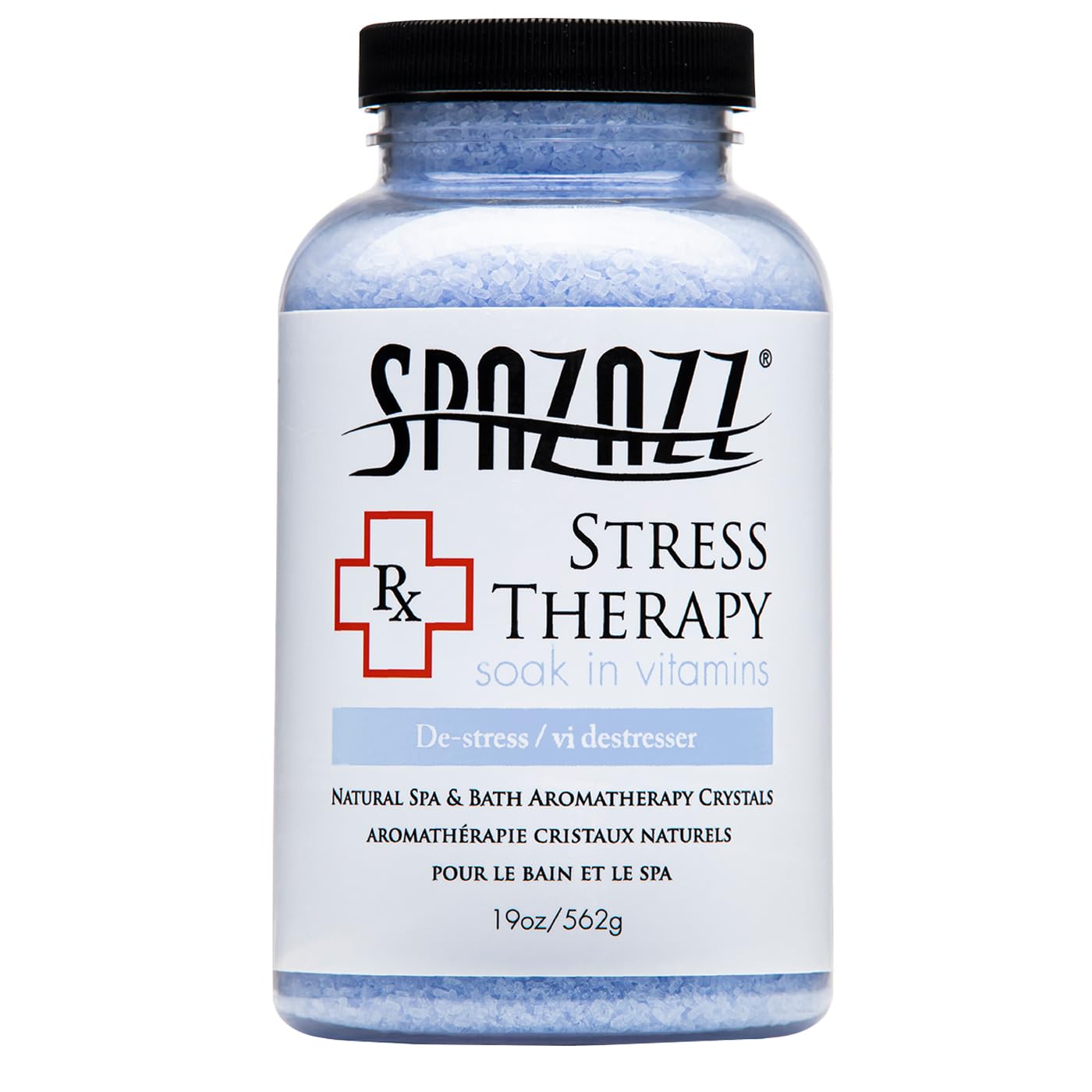 Spazazz Rx cap pour releasing calming aroma in bath.